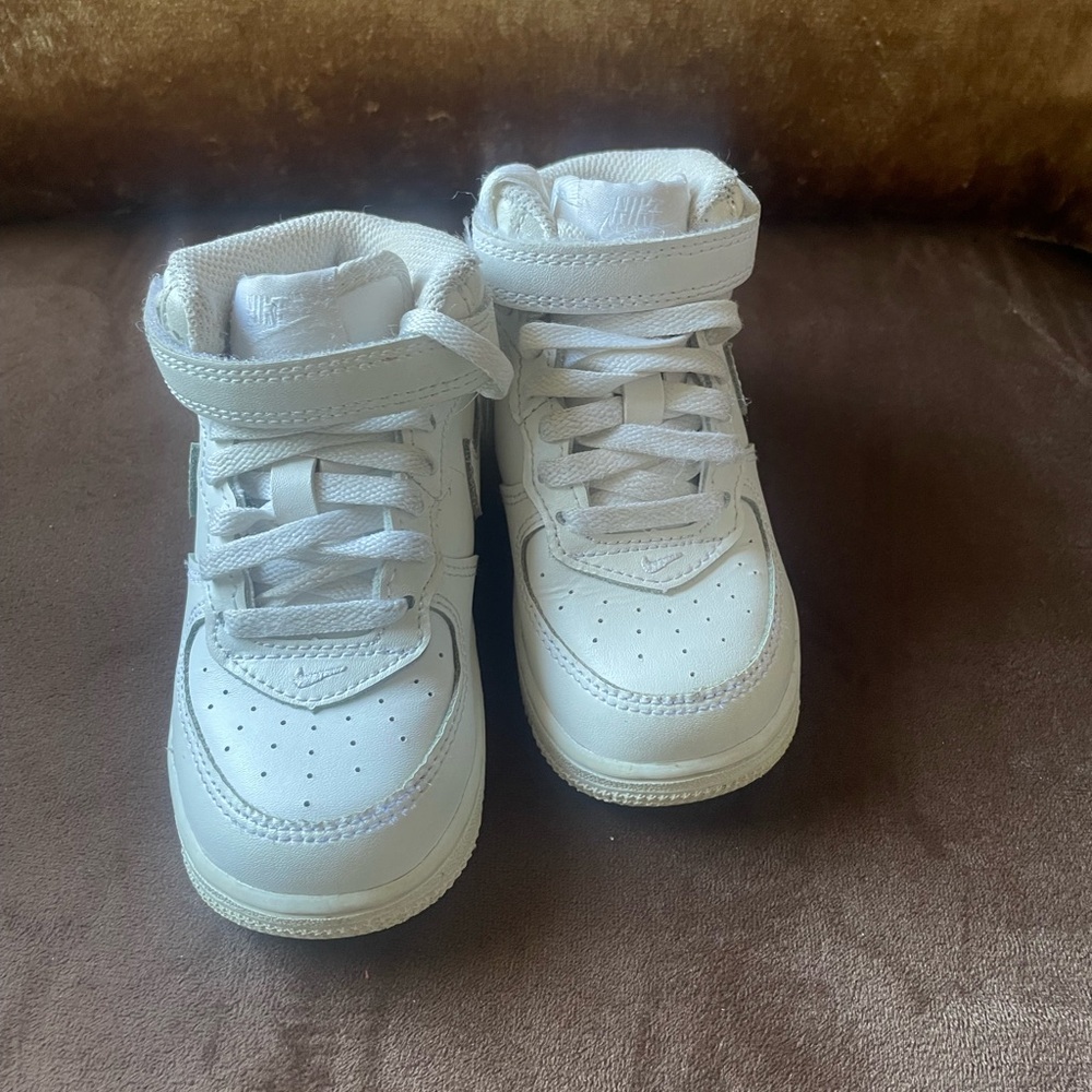 Nike Kids All-White High-Top Sneakers